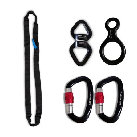 Aerial FULL RIGGING SET for Silks/Lyra/Flying pole (2x carabinier + 1x swivel + round sling 1m + figure 8)
