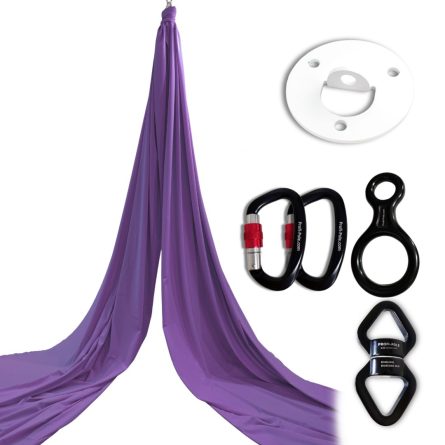 Aerial Silks FULL SET – 8m length (2x carabinier + 1x swivel + ceiling mount + figure 8)