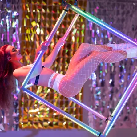 Aerial SMART LED Cube Collapsible -(Custom Aluminum Cube for Aerial Performance) "aerial pole, aerial hoop, aerial dance, circus, aerial silk, aerial fitness, aerial arts, aerial gymnastics, aerial hammock, circus equipment, circus gear, performance equipment, aerial apparatus, flying trapeze, dance pole"